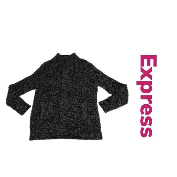 Express Heavyweight Full Zip Men Black Sweater Sz M - Picture 1 of 6